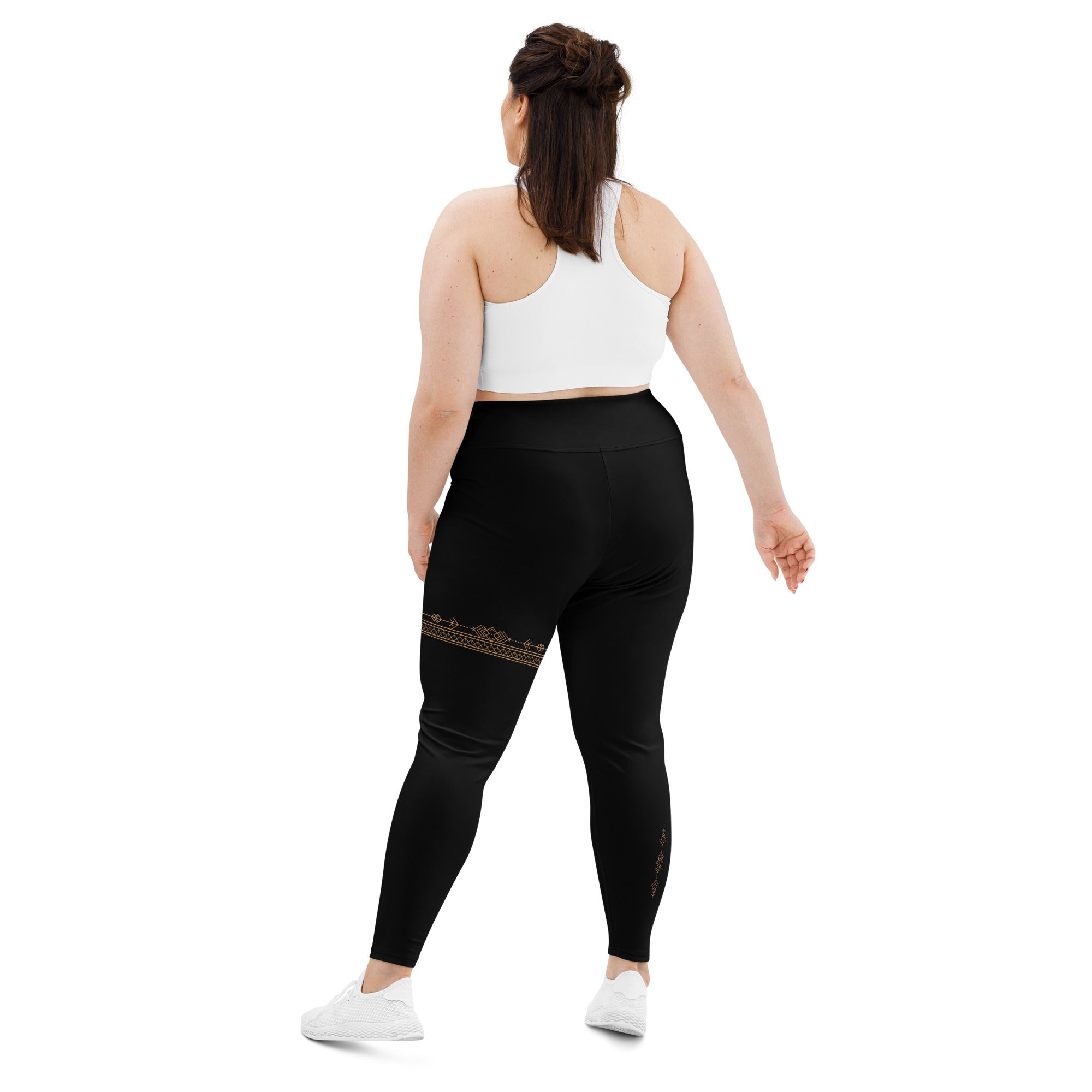 Black & Gold Detail Boho Leggings | Plus Size